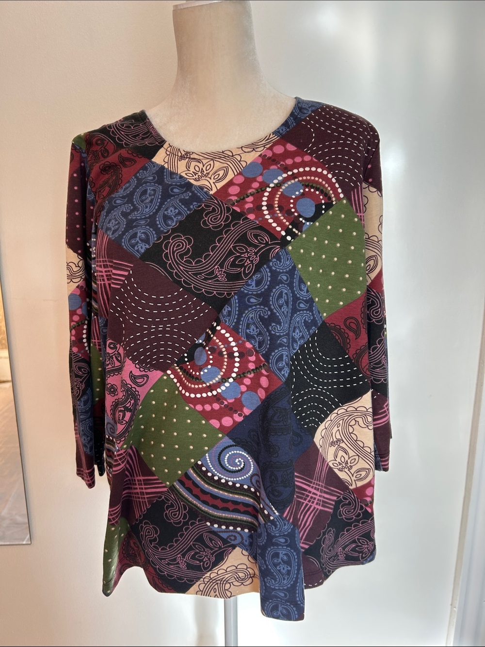 Vintage Blair Multicolor Patchwork Long Sleeve Top